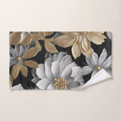 Zwart Goud Zilver Bloemen Handdoek (Handdoek)