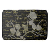zwart, goud, zilver, dank je, bloemen, bloem, bloe badmat (Voorkant)