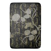 zwart, goud, zilver, dank je, bloemen, bloem, bloe badmat (Voorkant Verticaal)