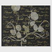zwart, goud, zilver, dank je, bloemen, bloem, bloe cadeaupapier (Vlak)