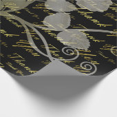 zwart, goud, zilver, dank je, bloemen, bloem, bloe cadeaupapier (Hoek)