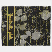 zwart, goud, zilver, dank je, bloemen, bloem, bloe fleece deken (Voorkant (Horizontaal))