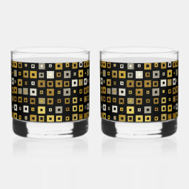 Zwart Goud Zilver Wit Modern Geometrisch Patroon Whisky Glas
