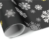 Zwart goud zilveren sneeuwvlokken Inpakpapier (Rol Hoek)