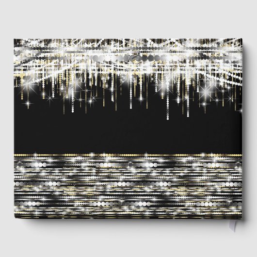 Zwart Goud Zilveren Sparkle Guest Book Gastenboek (Achterkant)