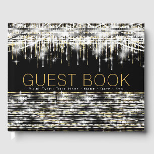 Zwart Goud Zilveren Sparkle Guest Book Gastenboek