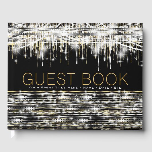 Zwart Goud Zilveren Sparkle Guest Book Gastenboek (Voorkant)