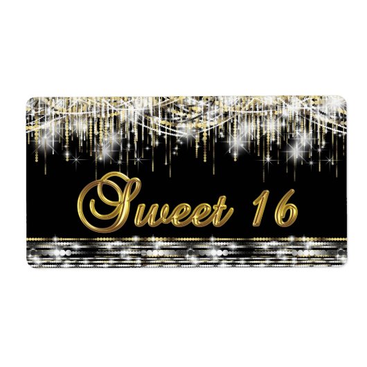 Zwart Goud Zoet 16 Waterfles Etiketten (Voorkant)