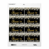 Zwart Goud Zoet 16 Waterfles Etiketten (Full Sheet)
