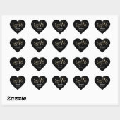 Zwart Goud Zoet 16e Wit Hart Naam Datum Sticker (Vel)