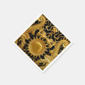 Zwart Goud Zon Aziatische Draken Papieren servette Servet (Hoek)