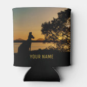 Zwart & Goud Zonsondergang Kangoeroe Australië Lan Blikjeskoeler (Achterkant)