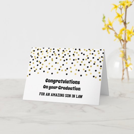 Zwart Goud Zoon in de Wet Gefeliciteerd Afstuderen Kaart (Gele Bloem)