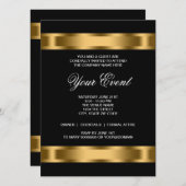 Zwart Goud Zwart Stropdas Corporate Party Sjabloon Kaart (Voorkant / Achterkant)