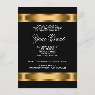 Zwart Goud Zwart Tie Zakelijk Feest Kaart