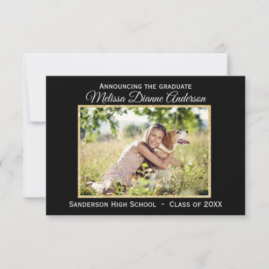 Zwart/goudachtergrond - 3x5 Afstudeerder aankondig Kaart (Voorkant)