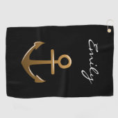 Zwart-goudanker Golfhanddoek (Horizontaal)
