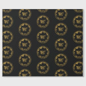 Zwart & goudbijtend  monogram cadeaupapier (Vlak)