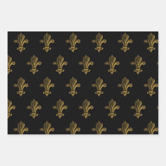 Zwart & goudbijtend  monogram inpakpapier vel (Voorkant 2)