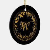 Zwart & goudbijtend  monogram keramisch ornament (Rechts)
