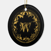 Zwart & goudbijtend  monogram keramisch ornament (Links)