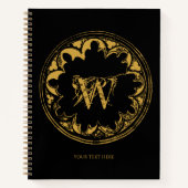 Zwart & goudbijtend  monogram notitieboek (Voorkant)