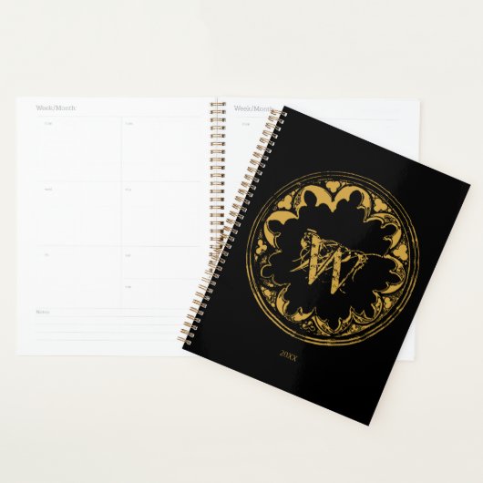 Zwart & goudbijtend  monogram planner (Display)