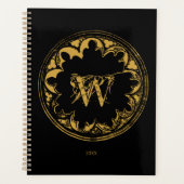 Zwart & goudbijtend monogram planner (Voorkant)