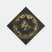 Zwart & goudbijtend  monogram servet (Hoek)