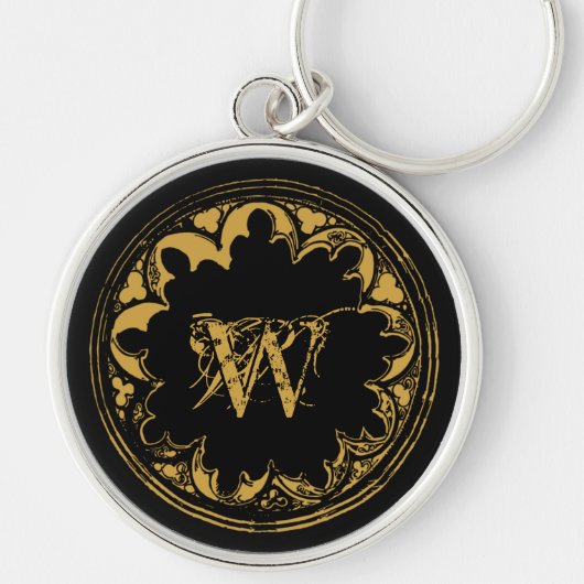 Zwart & goudbijtend  monogram sleutelhanger (Voorkant)