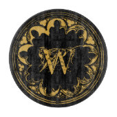 Zwart & goudbijtend  monogram snijplank (Voorkant)