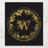 Zwart & goudbijtend monogram wijn etiket (Enkel label)