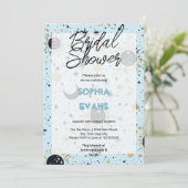 Zwart Goudblauw Hemels Vrijgezellenfeest Kaart (Staand voorkant)