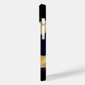 Zwart goudblauw marmer-naamscript Case-Mate iPhone case (Achterkant / Links)