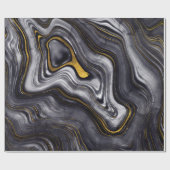 Zwart goudblauw marmer ziet er luxe uit cadeaupapier (Vlak)