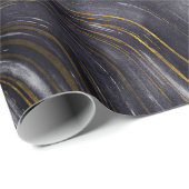 Zwart goudblauw marmer ziet er luxe uit cadeaupapier (Rol Hoek)