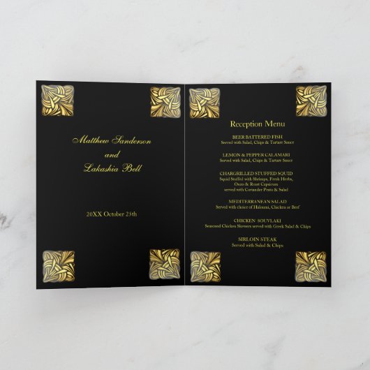 Zwart goudbruistoestel voor bruiloften, menu (Binnen)