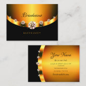 Zwart goudeffect met mousserende diamanten visitekaartje (Voorkant / Achterkant)