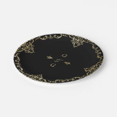 Zwart-goudelegant huwelijksmonogram papieren bordje (Gekanteld)