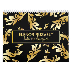 Zwart goudelegant kledingvocht Luxe design Kalender