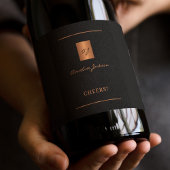 Zwart goudelegant modern gepersonaliseerd naamscri wijn etiket