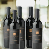 Zwart goudelegant modern gepersonaliseerd naamscri wijn etiket