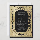 Zwart-goudelegant repetitief diner kaart (Voorkant)