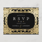 Zwart-goudelegant romantisch oogstjaar RSVP Uitnodiging Briefkaart (Voorkant)