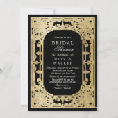 Zwart goudelegant romantisch  vrijgezellenfeest kaart (Voorkant)