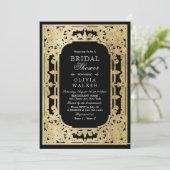 Zwart goudelegant romantisch  vrijgezellenfeest kaart (Staand voorkant)