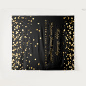 Zwart Gouden 100e Verjaardag Photobooth Achtergron Wandkleed (Voorkant (horizontaal))