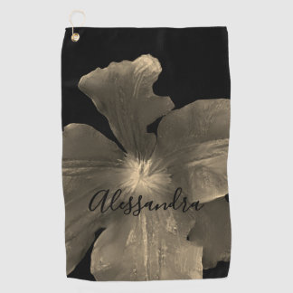 Zwart Gouden Aangepaste Retro Bloemrijke Waterverf Golfhanddoek