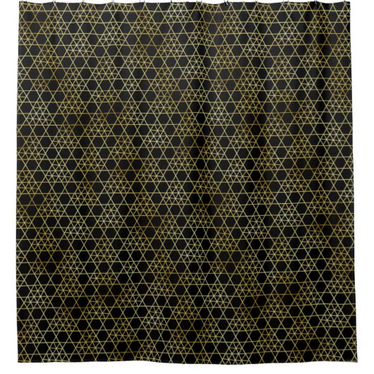 Zwart-gouden Abstracte geometrische patroonluxe Douchegordijn (Voorkant)