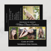 Zwart/Gouden Achtergrond - 3x5 Graduation Party Kaart (Voorkant / Achterkant)